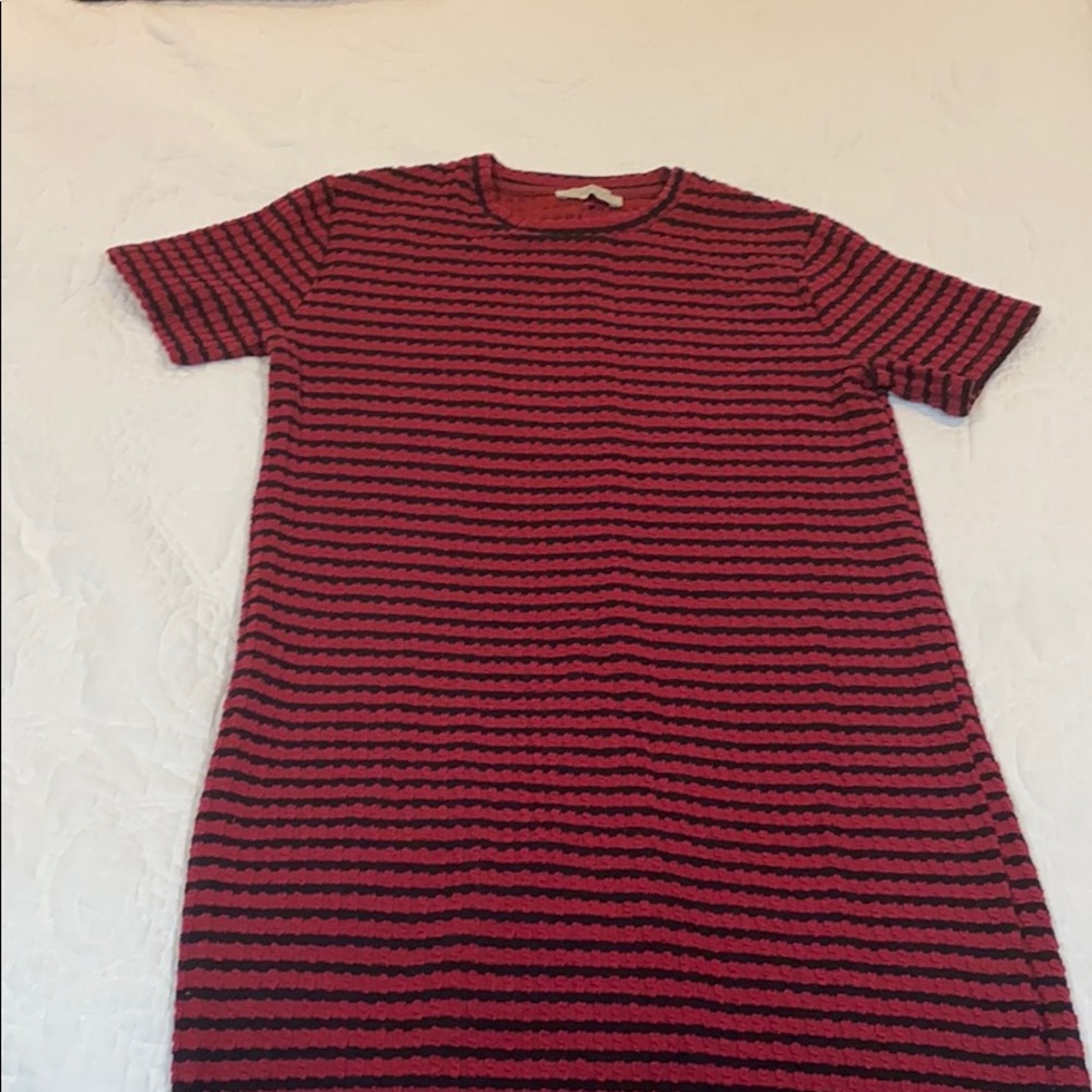 Zara Trafaluc Midi Striped Red Black Dress